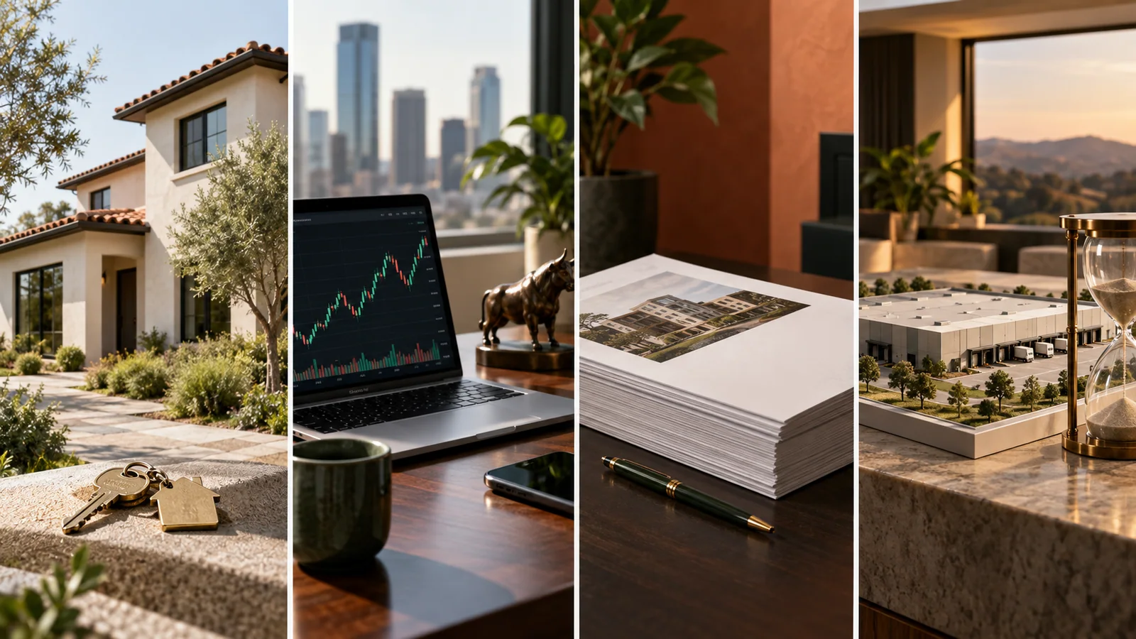 Different real-estate investment documents arranged for comparison